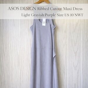 ASOS DESIGN Ribbed Cutout Maxi Dress Gray Size US 10